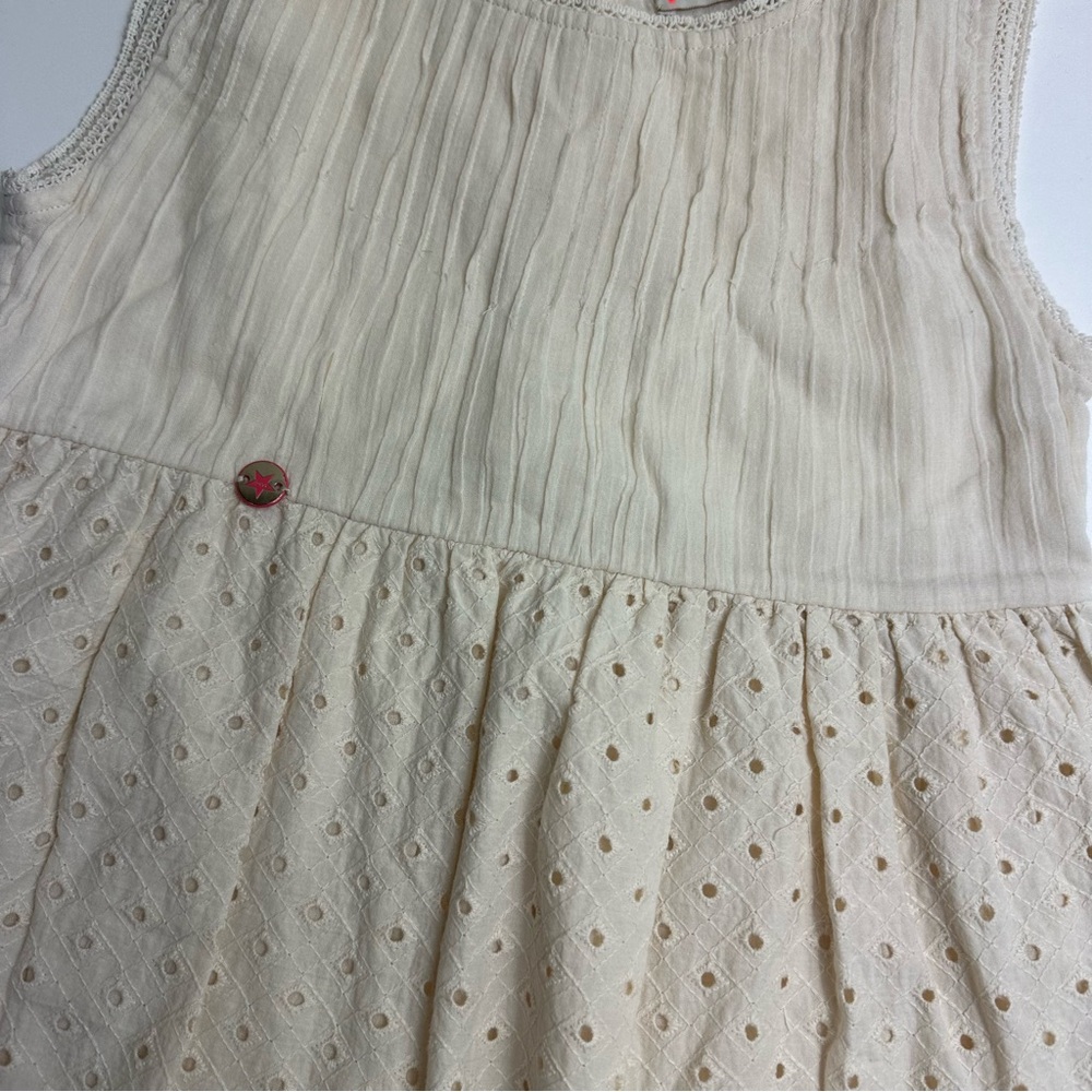 Girls' Cream Eyelet Sleeveless Dress - Picture 3 of 6